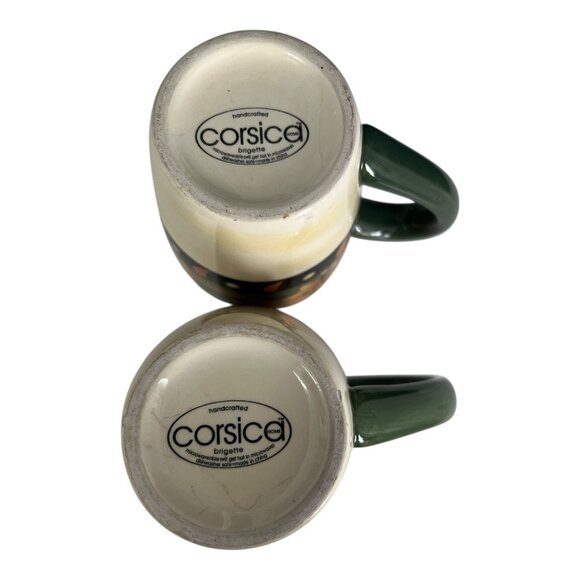 Corsica Home Brigette Handcrafted Stoneware Mugs Set of 2 • Floral Folk Art Patt - Picture 5 of 6